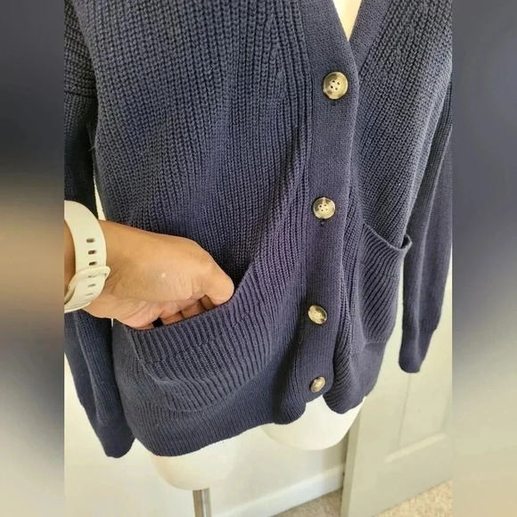 J.Crew Cotton/Cashmere Blue Button Up V-Neckline Sweater Cardigan(XXS) - Picture 10 of 13